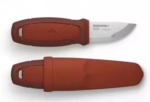 Нож Morakniv Eldris, нержавеющая сталь, цвет красный, с ножнами, 12648 (+ Антисептик-спрей для рук в подарок!)