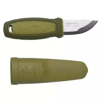 Нож Morakniv Eldris, нержавеющая сталь, цвет зеленый, с ножнами, 12651 (+ Антисептик-спрей для рук в подарок!)