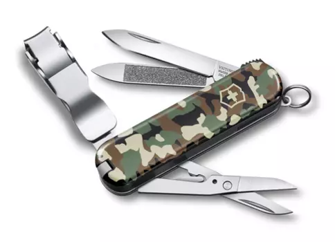 Нож Victorinox Classic Nail Clip 580, 65 мм, 8 функций, камуфляж (+ Антисептик-спрей для рук в подарок!)