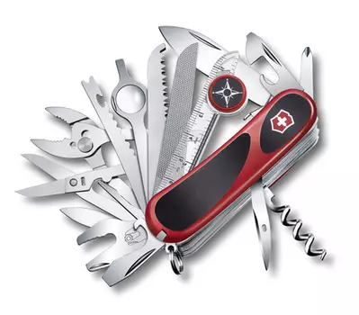 Нож Victorinox EvoGrip S54, 85 мм, 31 функция, красный с черным (+ Антисептик-спрей для рук в подарок!)