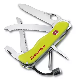 Нож Victorinox Rescue Tool One Hand, 111 мм, 14 функций, желтый (+ Антисептик-спрей для рук в подарок!)