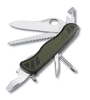Нож Victorinox Soldiers Knife, 111 мм, 10 функций, зеленый (+ Антисептик-спрей для рук в подарок!)