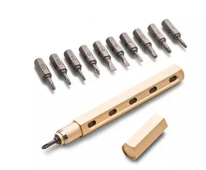 Отвёртка со сменными битами Mininch Tool Pen (17 предм.) Champagne Gold (+ Салфетки из микрофибры в подарок)