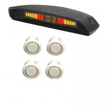 Задние парктроники, монитор PARKMASTER 4-FJ-40 White (+ Антисептик-спрей для рук в подарок!)