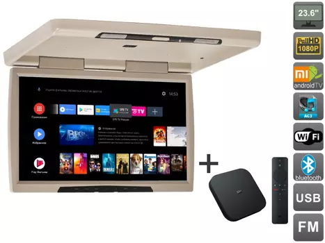 Потолочный монитор Avel на Android AVS2230MPP (бежевый) + Xiaomi Mi Box S + AV120520DC (+ Автомобильные коврики в подарок!)
