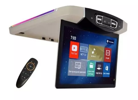 Потолочный Смарт ТВ 15,6" ERGO ER15AMS Android для Mercedes-Benz (бежевый) (+ Антисептик-спрей для рук в подарок!)