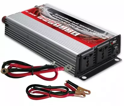 Преобразователь напряжения автомобильный AVS IN-2000W (12В &gt; 220В, 2000 Вт, USB) (+ Антисептик-спрей для рук в подарок!)