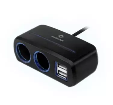 Разветвитель на 2 автомобильных розетки 12V и 2 USB Neoline SL-221