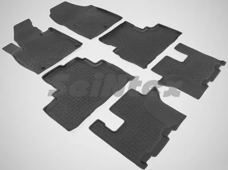 Резиновые коврики с высоким бортом Sintex для KIA Sorento Prime (3 ряда) 2015-2020