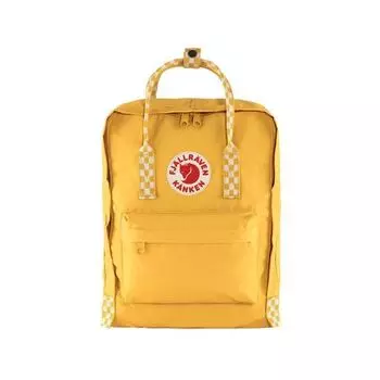 Рюкзак Fjallraven Kanken, желтый/шахматы, 27х13х38 см, 16 л (+ Антисептик-спрей для рук в подарок!)