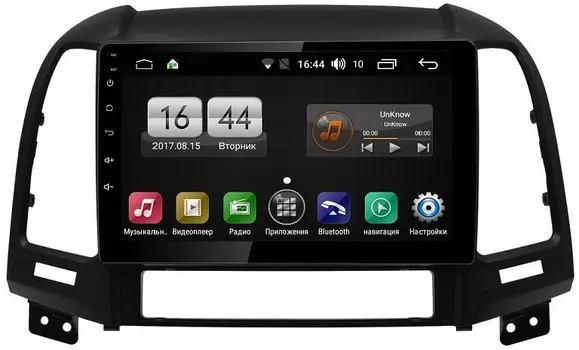 Штатная магнитола FarCar s195 для Hyundai Santa Fe II 2005-2012 (4 кнопки) на Android 8.1 (LX008R) DSP IPS (+ Камера заднего вида в подарок!)