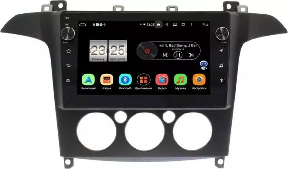 Штатная магнитола Ford S-MAX 2006-2015 (с кондиционером) LeTrun BPX609-FR098N на Android 10 (4/64, DSP, IPS, с голосовым ассистентом, с крутилками) (+ Камера заднего вида в подарок!)