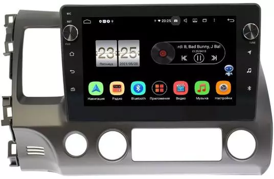 Штатная магнитола Honda Civic 8 (VIII) 4D 2005-2011 LeTrun BPX410-063 на Android 10 (4/32, DSP, IPS, с голосовым ассистентом, с крутилками) (+ Камера заднего вида в подарок!)