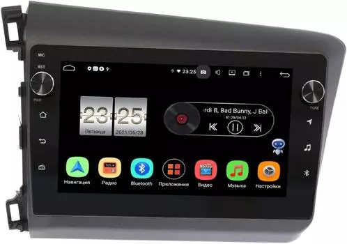 Штатная магнитола Honda Civic 9 (IX) 2011-2015 Sedan LeTrun BPX609-9166 на Android 10 (4/64, DSP, IPS, с голосовым ассистентом, с крутилками) (+ Камера заднего вида в подарок!)
