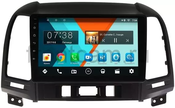 Штатная магнитола Hyundai Santa Fe II 2005-2012 Wide Media MT9052MF-2/16 для авто без усилителя на Android 7.1.1 (+ Камера заднего вида в подарок!)