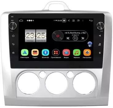 Штатная магнитола LeTrun BPX609-9157 для Ford Focus 2005-2011 с печкой на Android 10 (4/64, DSP, IPS, с голосовым ассистентом, с крутилками) (+ Камера заднего вида в подарок!)