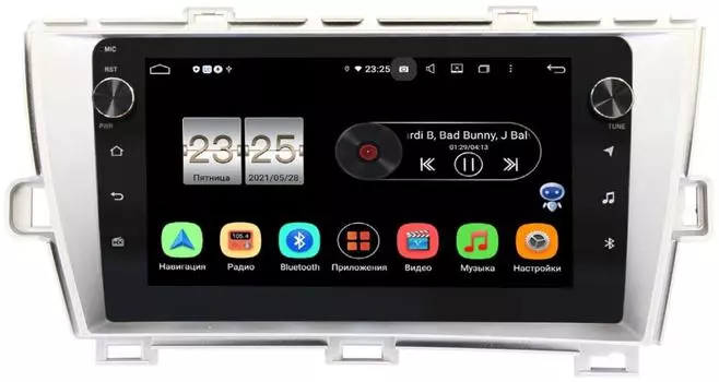 Штатная магнитола LeTrun BPX609-9211 для Toyota Prius III (XW30) 2009-2015 (левый руль) серебро на Android 10 (4/64, DSP, IPS, с голосовым ассистентом, с крутилками) (+ Камера заднего вида в подарок!)