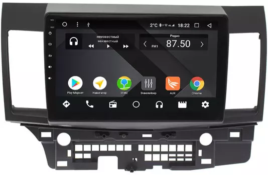 Штатная магнитола Mitsubishi Lancer X 2007-2018 для авто без Rockford Wide Media CF1021-OM-4/64 на Android 9.1 (TS9, DSP, 4G SIM, 4/64GB) (+ Камера заднего вида в подарок!)