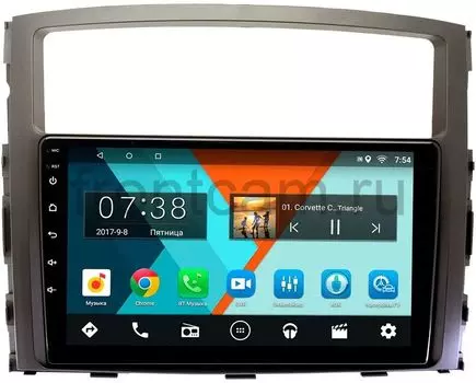 Штатная магнитола Mitsubishi Pajero IV 2006-2019 для авто без Rockford Wide Media MT9069MF-2/16 на Android 7.1.1 (+ Камера заднего вида в подарок!)