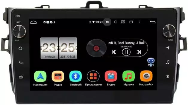 Штатная магнитола Toyota Corolla X 2006-2013 (черная, без воздуховодов) LeTrun BPX609-9094 на Android 10 (4/64, DSP, IPS, с голосовым ассистентом, с крутилками) (+ Камера заднего вида в подарок!)