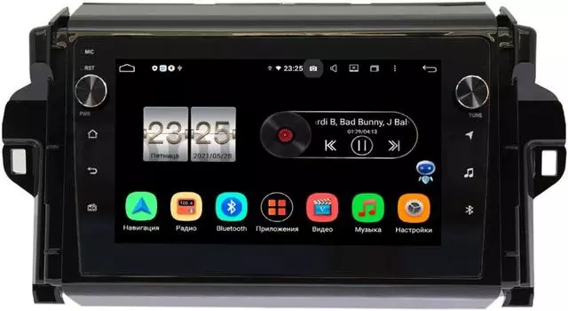 Штатная магнитола Toyota Fortuner II 2015-2020 LeTrun BPX609-9106 на Android 10 (4/64, DSP, IPS, с голосовым ассистентом, с крутилками) (+ Камера заднего вида в подарок!)
