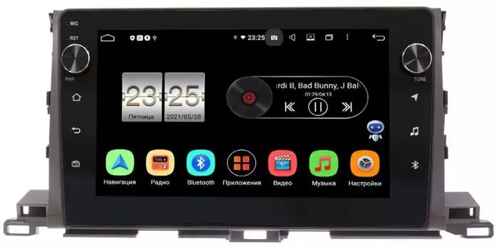 Штатная магнитола Toyota Highlander (U50) 2013-2019 LeTrun BPX410-1035 на Android 10 (4/32, DSP, IPS, с голосовым ассистентом, с крутилками) (+ Камера заднего вида в подарок!)