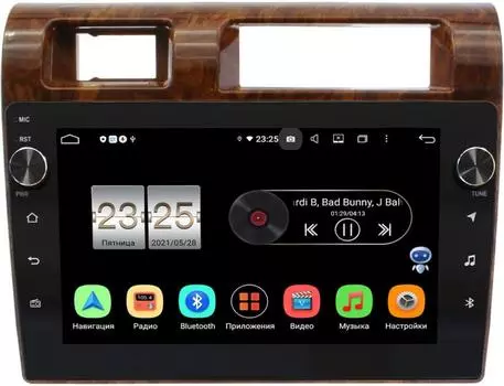 Штатная магнитола Toyota LC 70 2007-2021 (дерево) LeTrun BPX609-1121 на Android 10 (4/64, DSP, IPS, с голосовым ассистентом, с крутилками) (+ Камера заднего вида в подарок!)