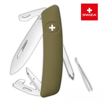 Швейцарский нож SWIZA D04 Standard, 95 мм, 11 функций, темно-зеленый (+ Антисептик-спрей для рук в подарок!)
