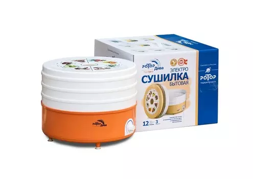 Сушилка для овощей и фруктов Ротор-Дива СШ-007-05, 3 поддона, цвентная уп.
