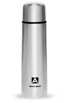 Термос Арктика (1 литр) с узким горлом классический, стальной (+ Антисептик-спрей для рук в подарок!)