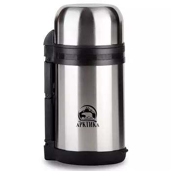 Термос "Арктика" с широким горлом универсальный 201-1000, 1 л (нержавеющая сталь, цвет серебристый, горловина 7 см) (+ Антисептик-спрей для рук в подарок!)