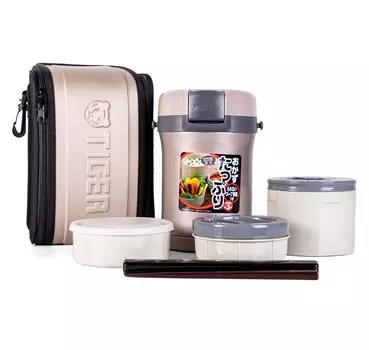 Термос для еды с контейнерами Tiger LWU-B170 Warm Silver