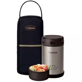 Термос для еды Zojirushi SW-EXE (0,5 литра), черный с чехлом (+ Антисептик-спрей для рук в подарок!)
