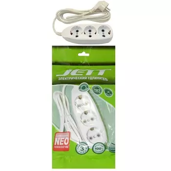 Удлинитель ДЖЕТТ РС-3 с заземлением, 3р*5м ( ПВС 3*0,75 ) (30шт)