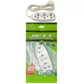 Удлинитель ДЖЕТТ РС-3 с заземлением, 3р*7м ( ПВС 3*0,75 ) (25шт) 155-637
