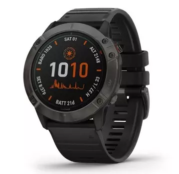 Умные часы Garmin Fenix 6X Pro Solar титановый серый DLC с черным ремешком