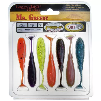 Виброхвосты съедобные искусственные LJ Pro Series MISTER GREEDY 07.60/MIX1 7шт.