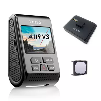 Видеорегистратор VIOFO A119 V3 с GPS модулем (+ Антисептик-спрей для рук в подарок!)
