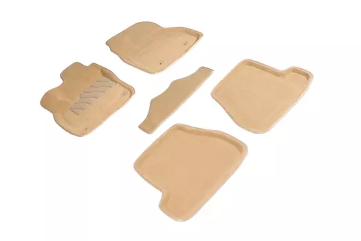 Ворсовые 3D коврики в салон Seintex для Ford Focus III МКПП 2011-2015 (бежевые, 85986)