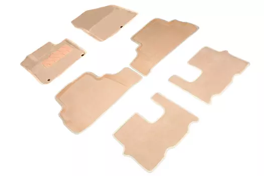 Ворсовые 3D коврики в салон Seintex для Hyundai Santa Fe IV (5мест) 2018-2020 (бежевые, 93983)