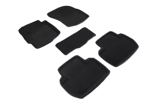 Ворсовые 3D коврики в салон Seintex для Mitsubishi Outlander III 2012-н.в. (черные)