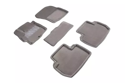 Ворсовые 3D коврики в салон Seintex для Mitsubishi Outlander III 2012-н.в. (серо-черные)
