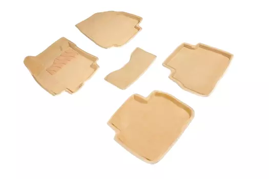 Ворсовые 3D коврики в салон Seintex для Nissan Tiida 2007-2015 (бежевые)