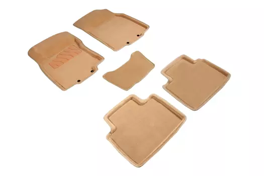 Ворсовые 3D коврики в салон Seintex для Nissan X-Trail (T32) 2015-н.в. (бежевые)