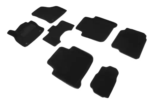 Ворсовые 3D коврики в салон Seintex для Skoda Kodiaq 7 мест 2016-н.в. (черные)