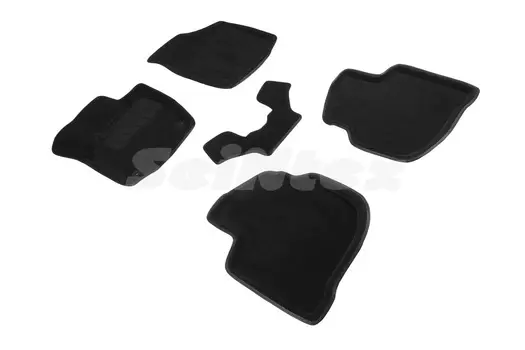 Ворсовые 3D коврики в салон Seintex для Skoda Rapid 2014-2016 (черные)