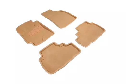 Ворсовые 3D коврики в салон Seintex для Toyota Highlander II 2007-2013 (бежевые)