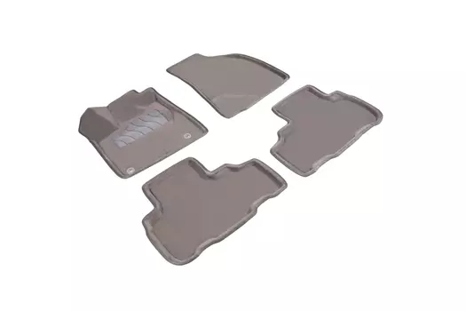 Ворсовые 3D коврики в салон Seintex для Toyota Highlander III 2013-2019 (серые, 86049)