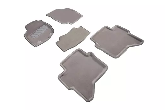 Ворсовые 3D коврики в салон Seintex для Toyota Hilux 2012-2015 (серые, 84766)