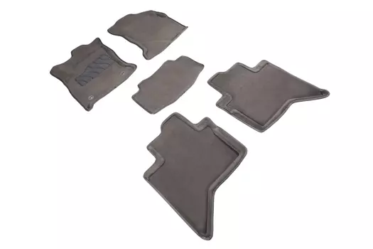 Ворсовые 3D коврики в салон Seintex для Toyota Hilux VIII 2015-н.в. (серые, 88648)